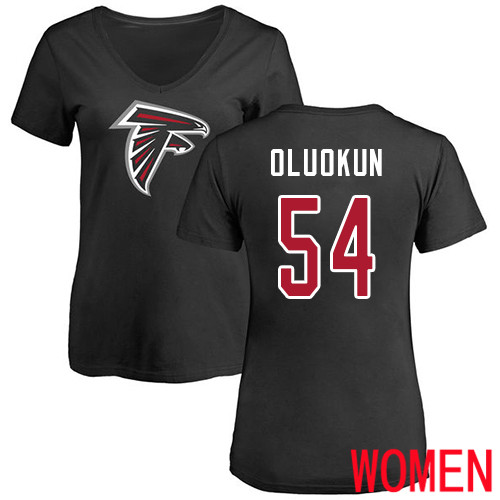 Atlanta Falcons Black Women Foye Oluokun Name And Number Logo NFL Football #54 T Shirt